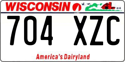 WI license plate 704XZC