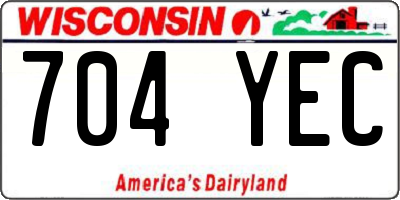 WI license plate 704YEC