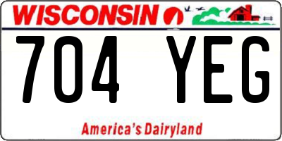 WI license plate 704YEG