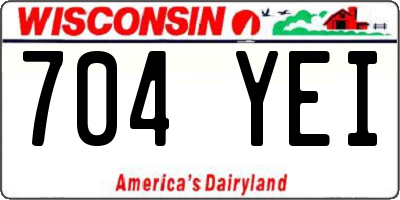 WI license plate 704YEI