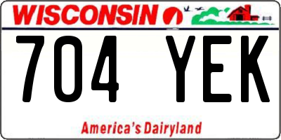 WI license plate 704YEK