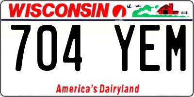 WI license plate 704YEM