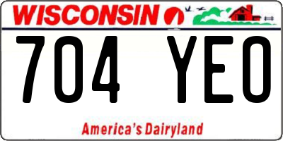 WI license plate 704YEO