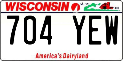 WI license plate 704YEW