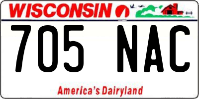 WI license plate 705NAC