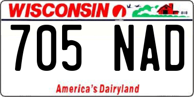 WI license plate 705NAD