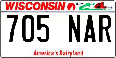 WI license plate 705NAR