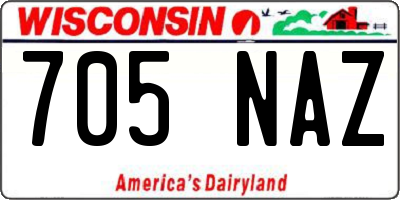 WI license plate 705NAZ