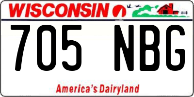 WI license plate 705NBG