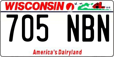 WI license plate 705NBN