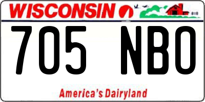 WI license plate 705NBO