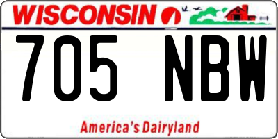 WI license plate 705NBW
