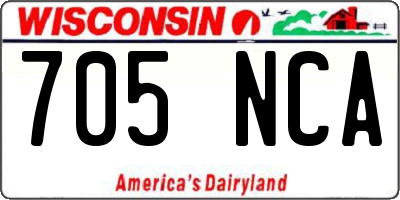 WI license plate 705NCA