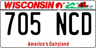WI license plate 705NCD