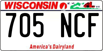 WI license plate 705NCF