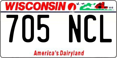 WI license plate 705NCL