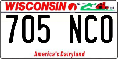 WI license plate 705NCO