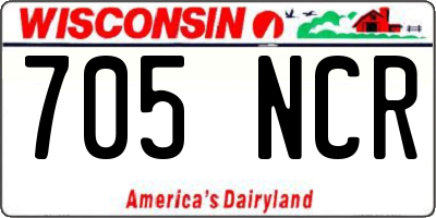 WI license plate 705NCR