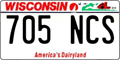 WI license plate 705NCS