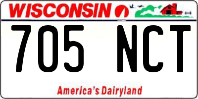 WI license plate 705NCT