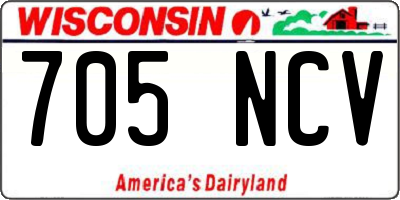 WI license plate 705NCV
