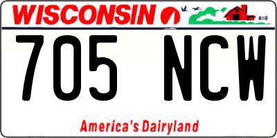 WI license plate 705NCW