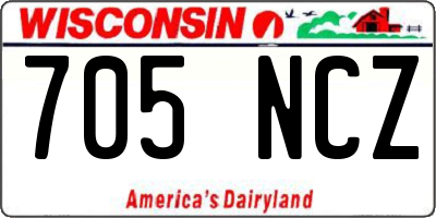 WI license plate 705NCZ