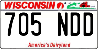 WI license plate 705NDD