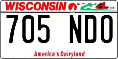 WI license plate 705NDO