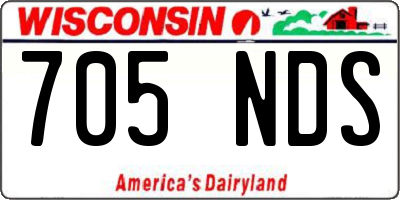 WI license plate 705NDS