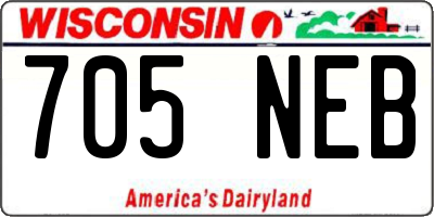 WI license plate 705NEB