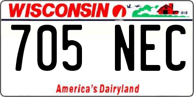 WI license plate 705NEC
