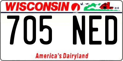 WI license plate 705NED