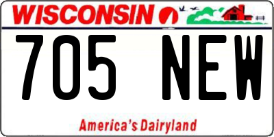 WI license plate 705NEW