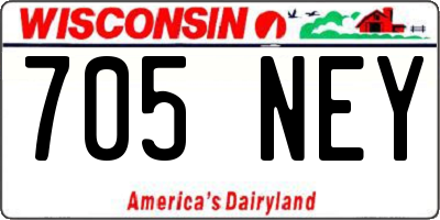 WI license plate 705NEY