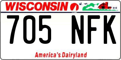 WI license plate 705NFK