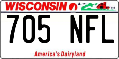 WI license plate 705NFL