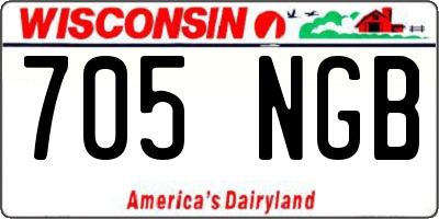 WI license plate 705NGB