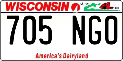 WI license plate 705NGO