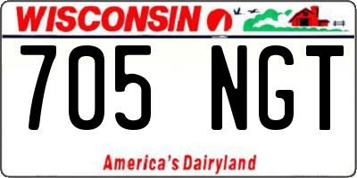 WI license plate 705NGT
