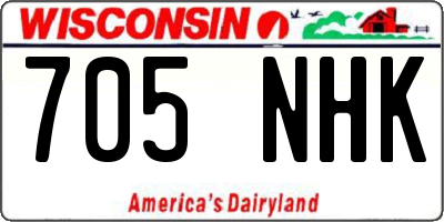 WI license plate 705NHK