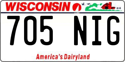 WI license plate 705NIG