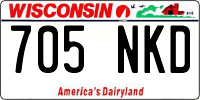 WI license plate 705NKD