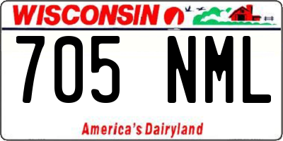 WI license plate 705NML