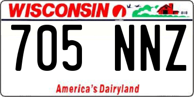 WI license plate 705NNZ