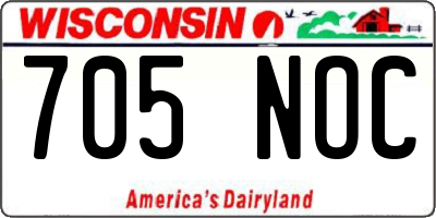 WI license plate 705NOC