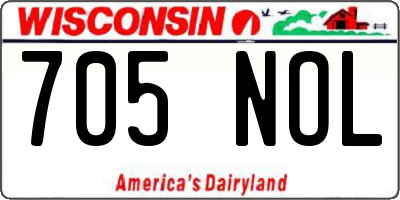 WI license plate 705NOL