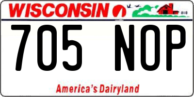 WI license plate 705NOP