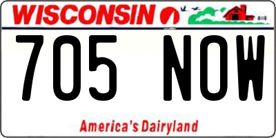 WI license plate 705NOW