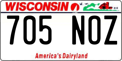 WI license plate 705NOZ